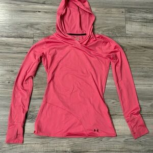 3/$25 Under Armour ColdGear Fitted Hoodie | Women’s S/M | Pink Thumbhole Top